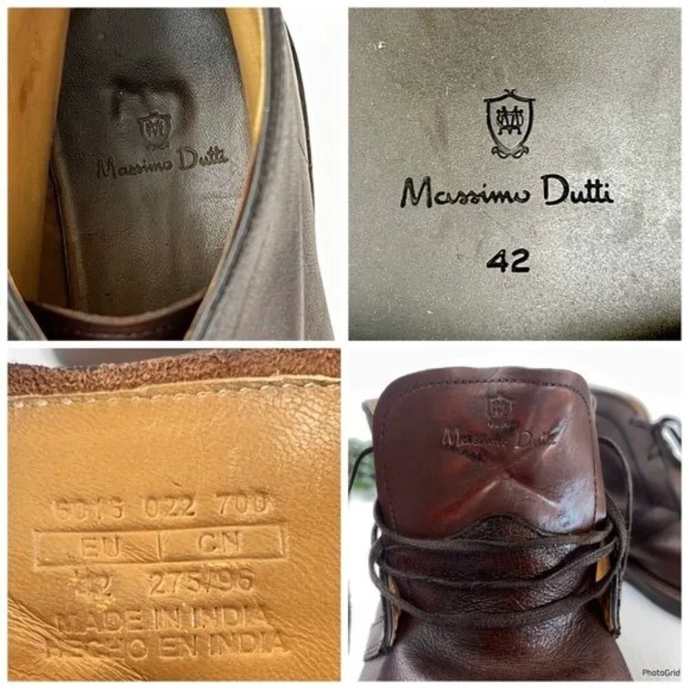 MASSIMO DUTTI Brown Nappa Leather Brown Boots 2001/222/700 Size 11